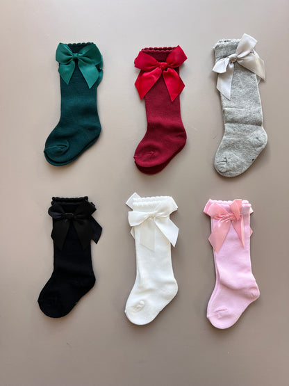 Cotton Bow Long Socks
