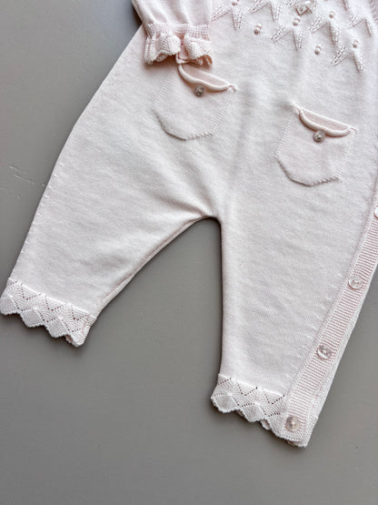 Salmon ruffles Organic Cotton 2 Pcs Overall With Hat