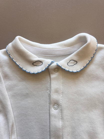 Off-White Long Sleeve & Blue Collar Footed Overall