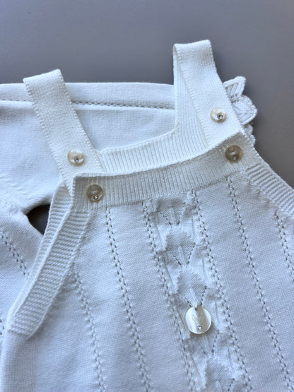 White Ruffles Organic Cotton 3 Pcs Set Salopettes