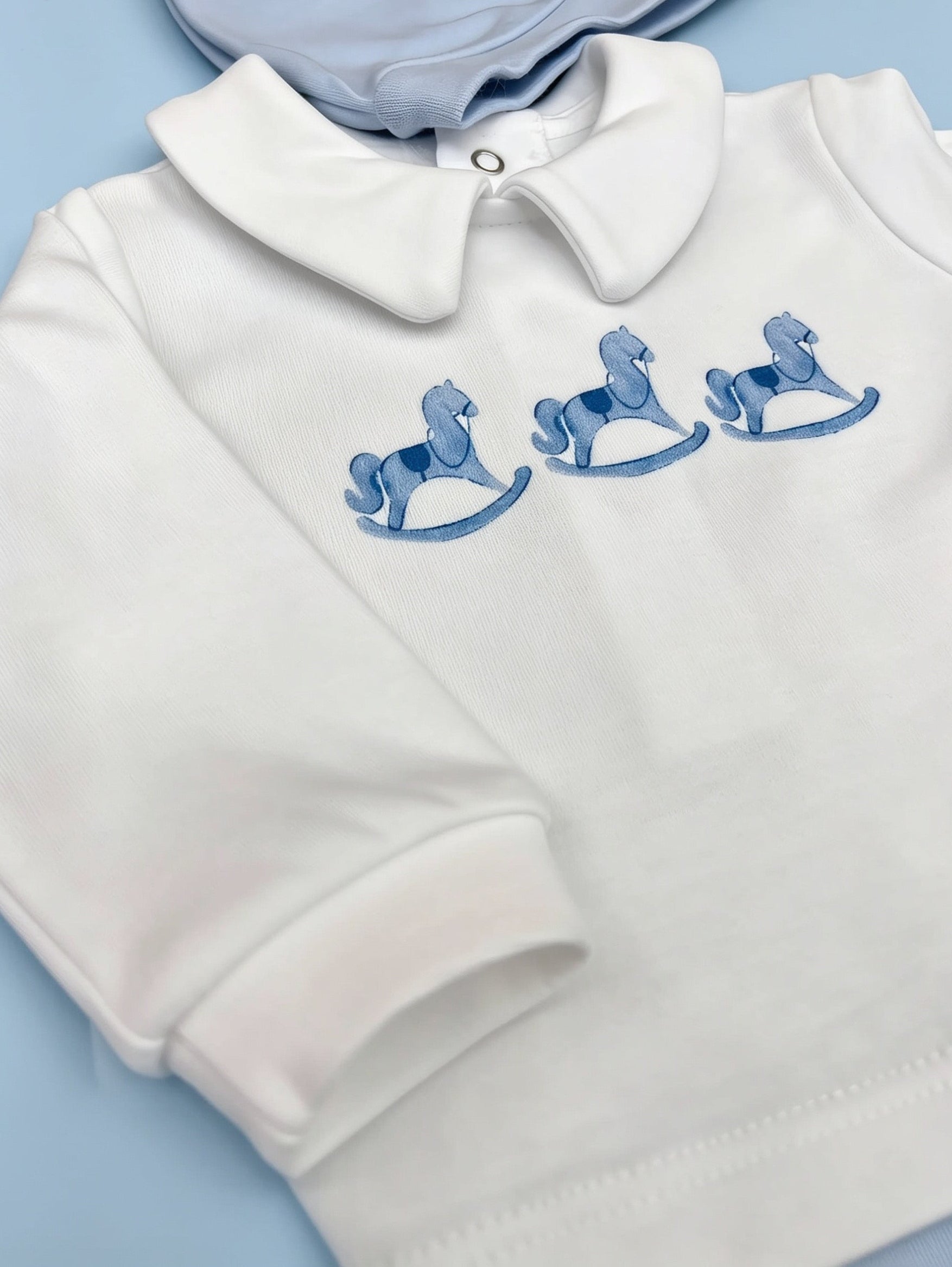White & Blue Horse GOTS™ Certified Organic Cotton Pyjama 4 Pcs Set