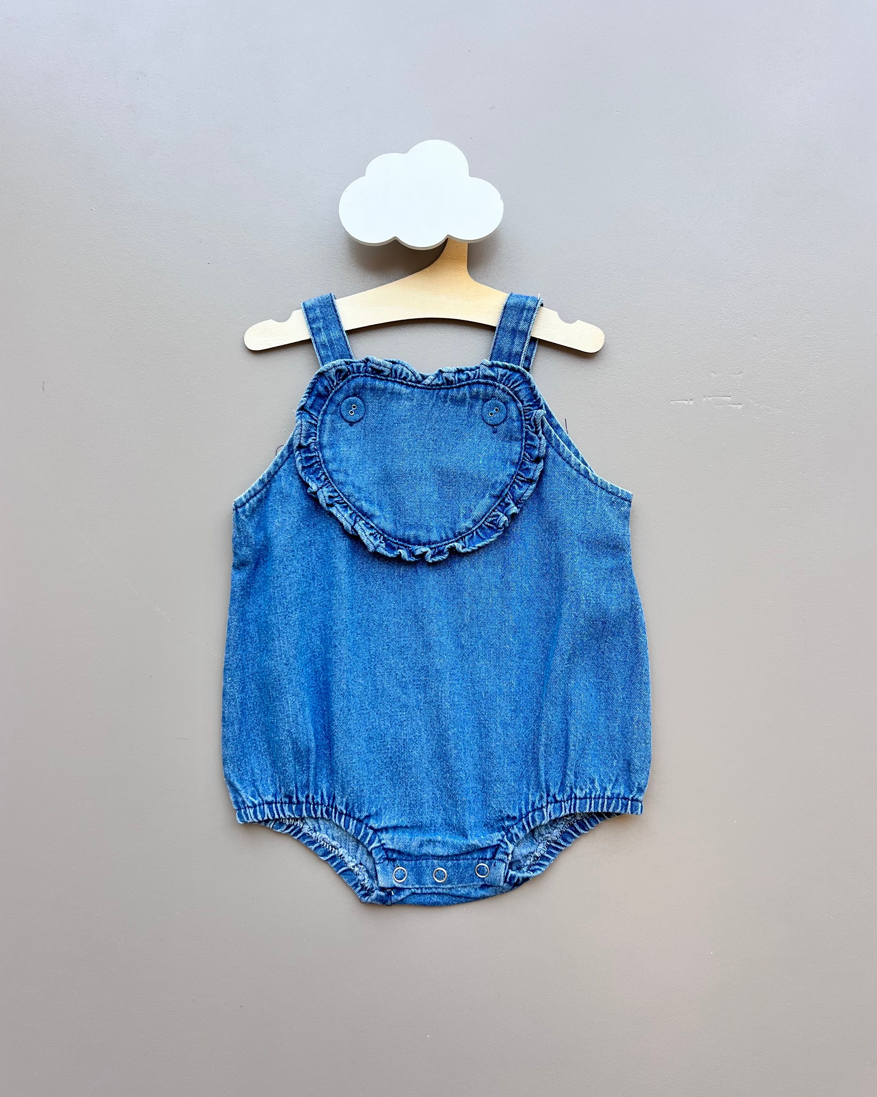 Light Jeans Heart Romper
