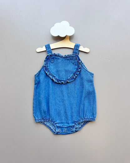 Light Jeans Heart Romper