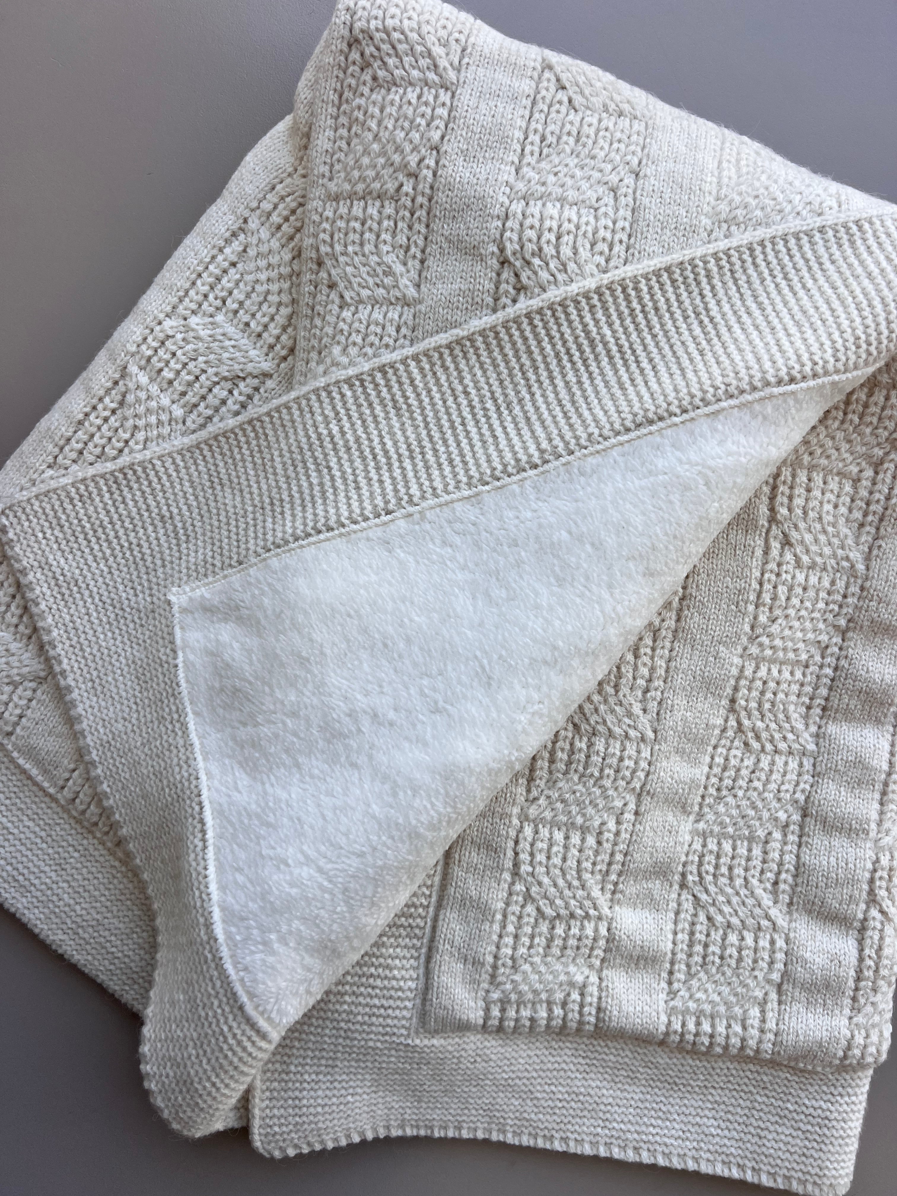 Ecru Thick Wool Fur Inside Blanket