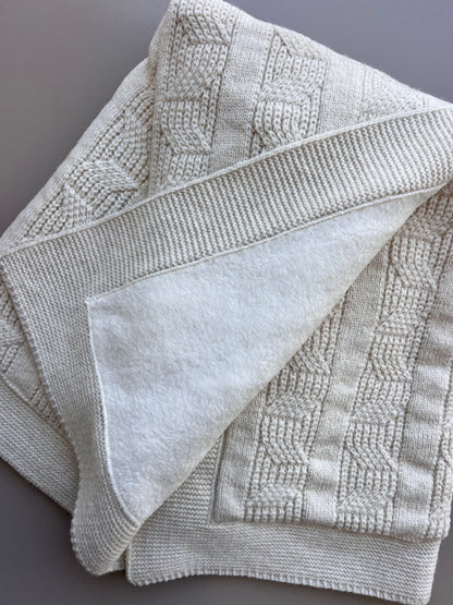 Ecru Thick Wool Fur Inside Blanket