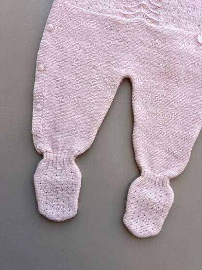 Pink/White Ruffle Natural Wool Overall