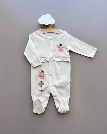 Beige & Pink GOTS™ Certified Organic Cotton Fly Overall