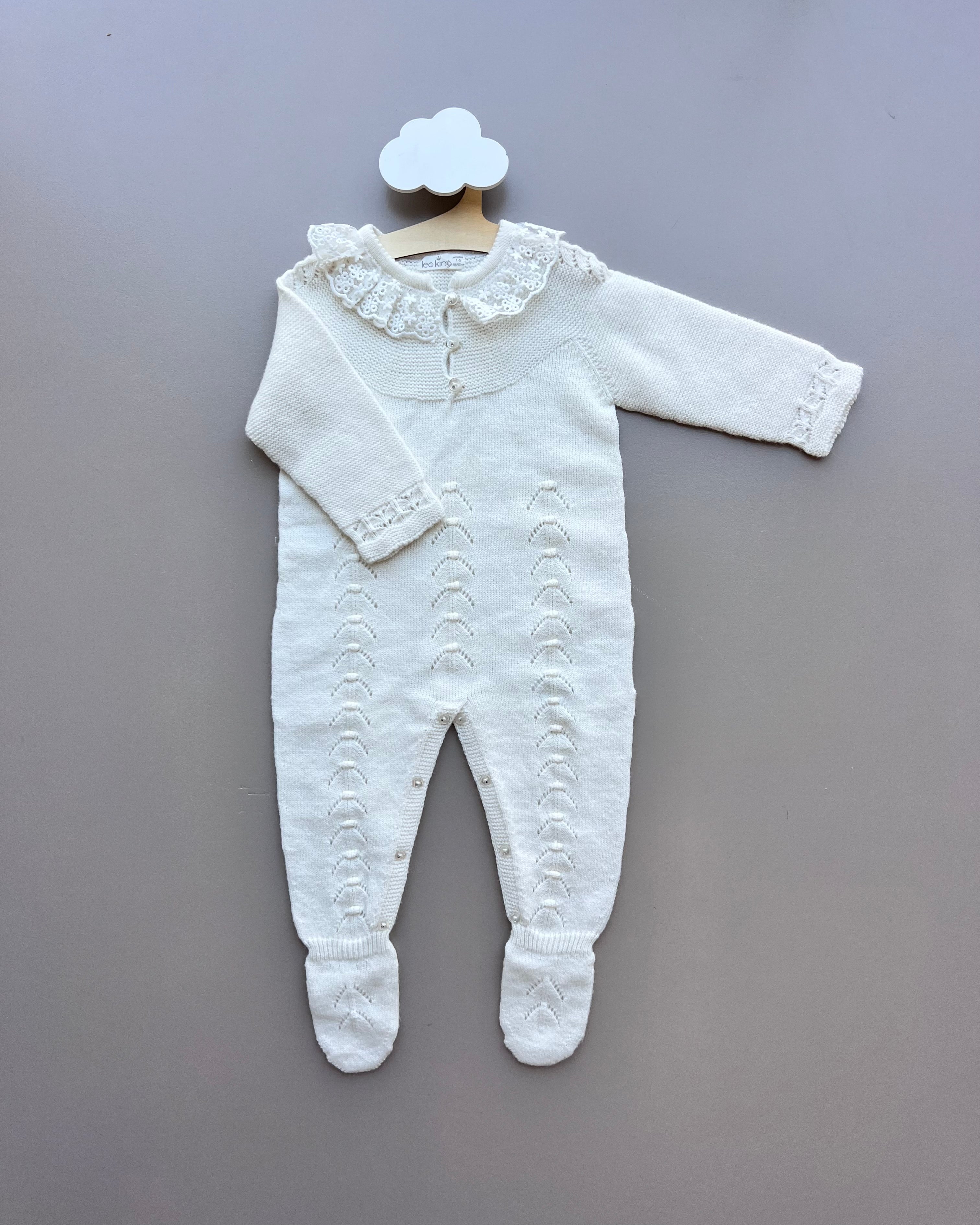 Off-White Ruffle Natural Wool Overall