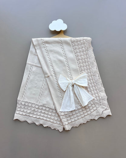 Beige Bow Organic Cotton Blanket