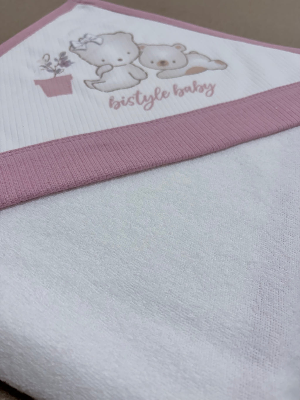 GOTS™ Certified Organic White & Pink Bath Towel