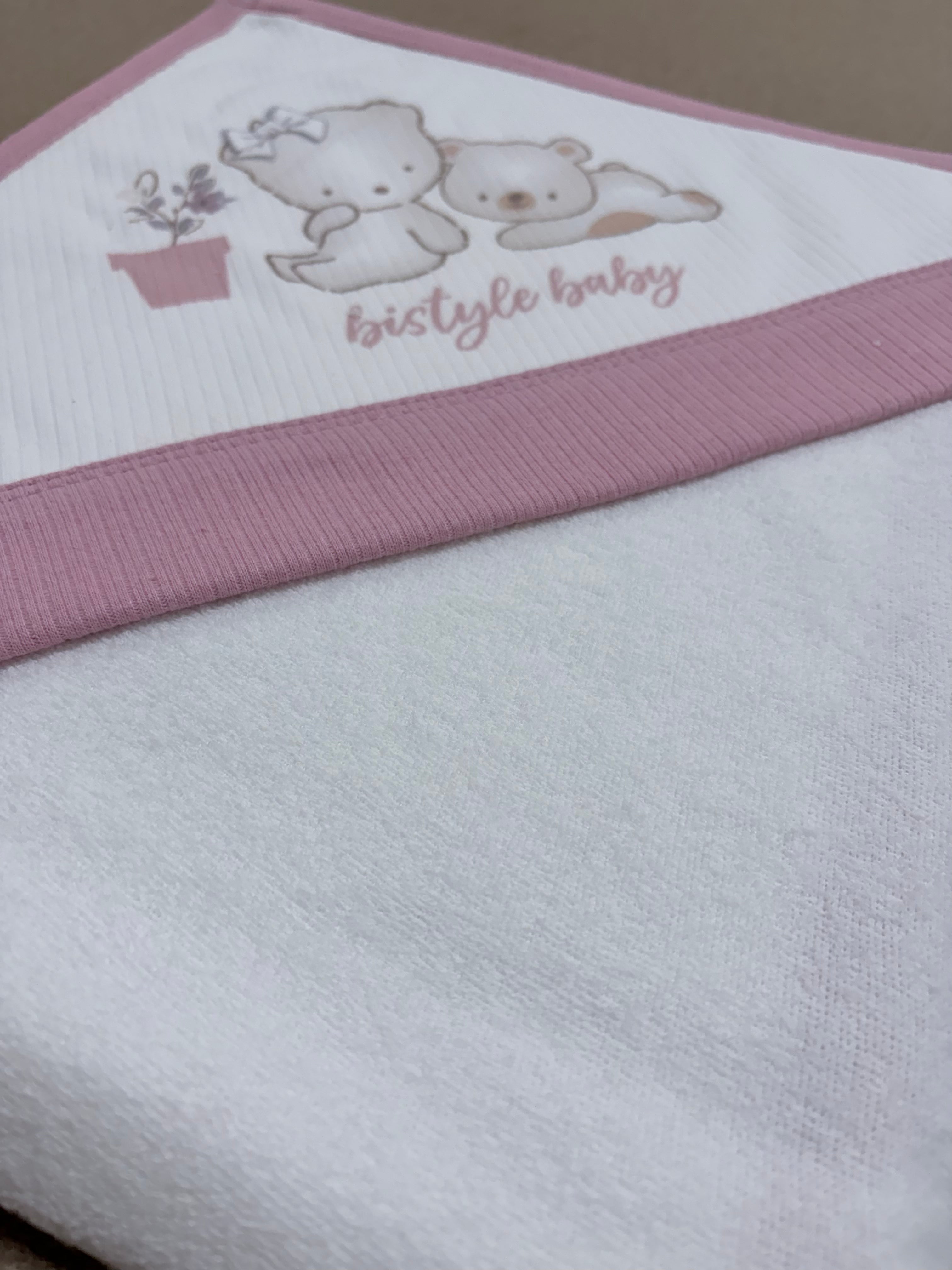 GOTS™ Certified Organic White & Pink Bath Towel