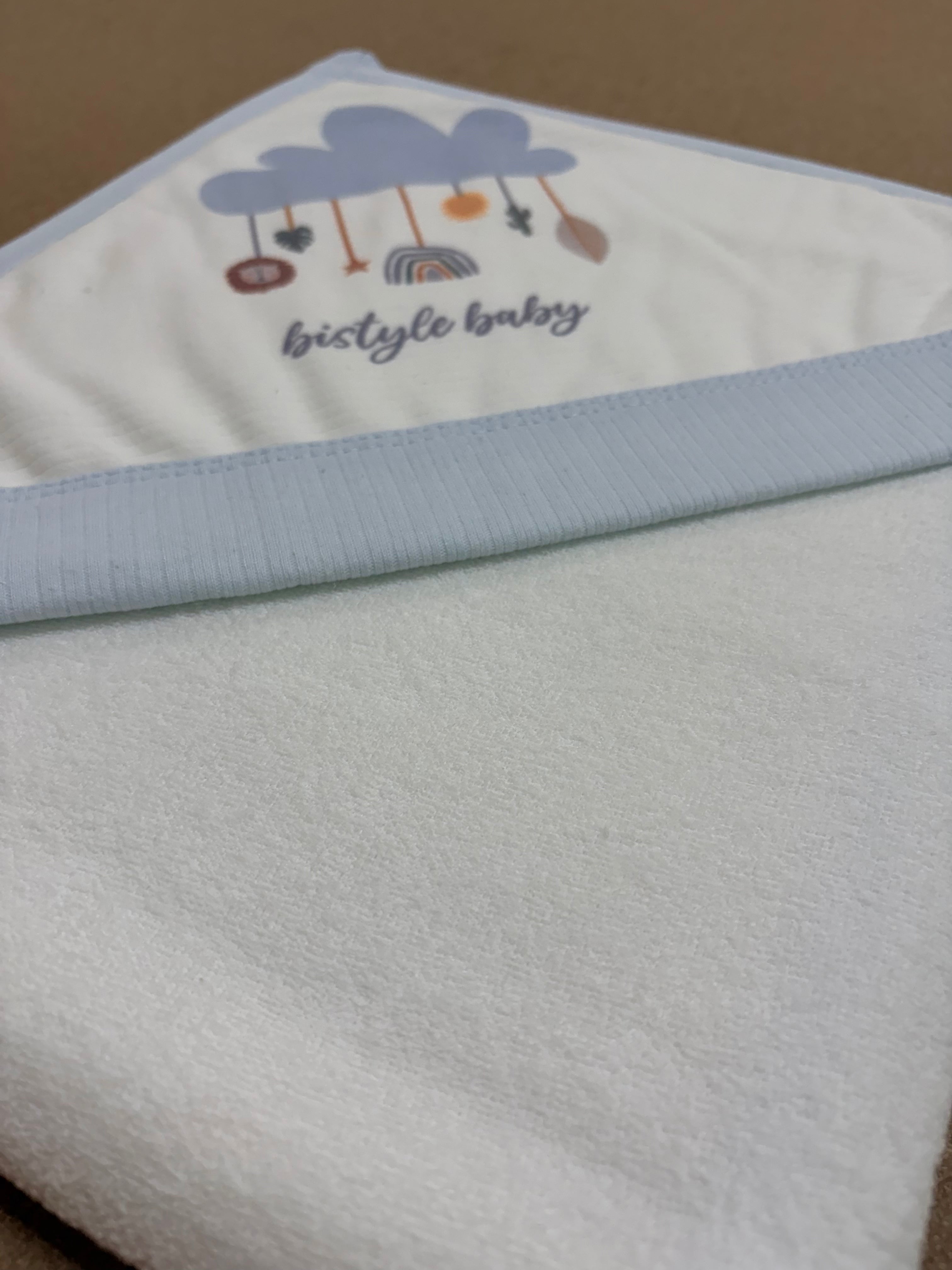 GOTS™ Certified Organic White & Blue Bath Towel