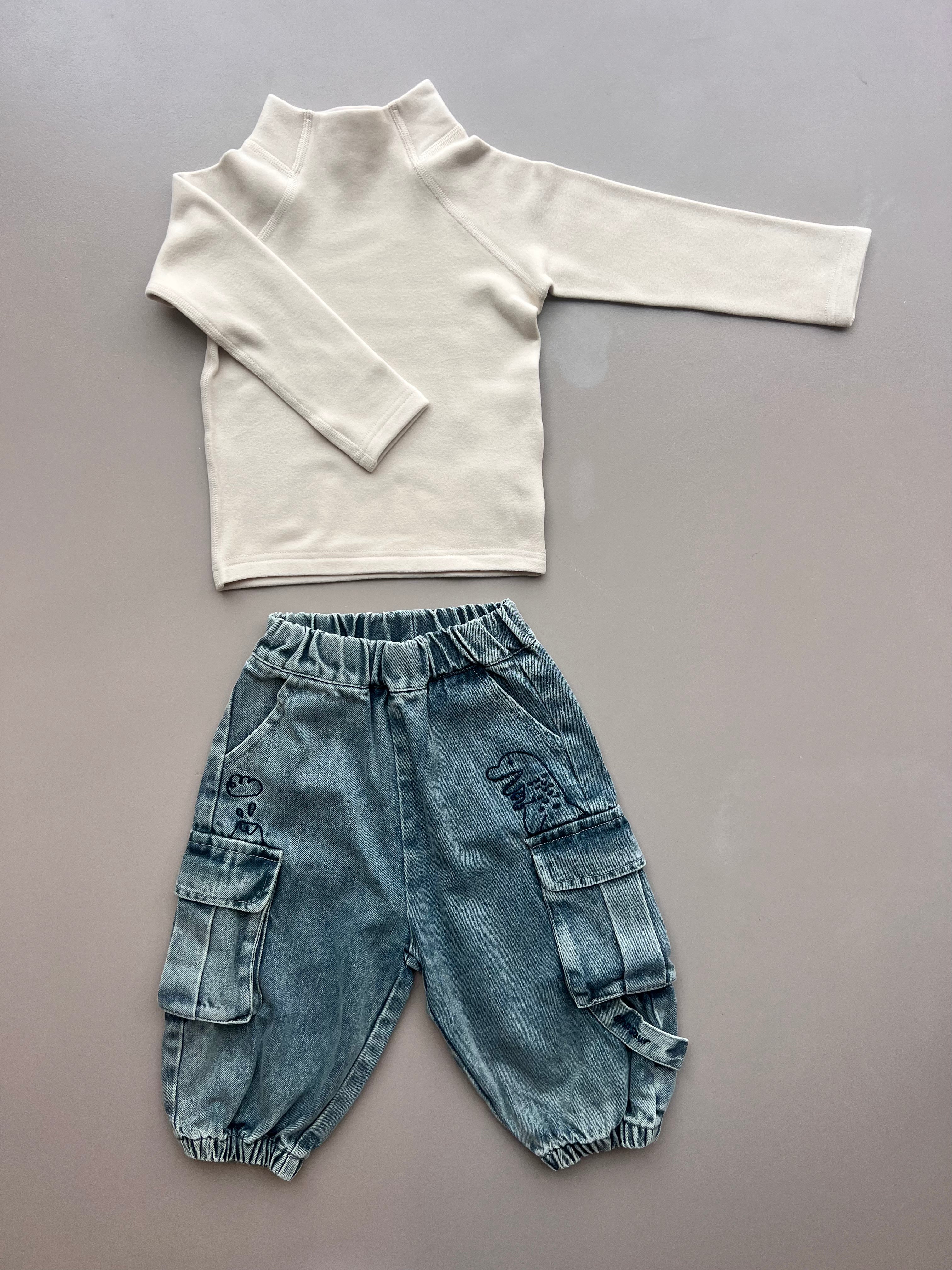 Bluish Denim Cargo Jeans