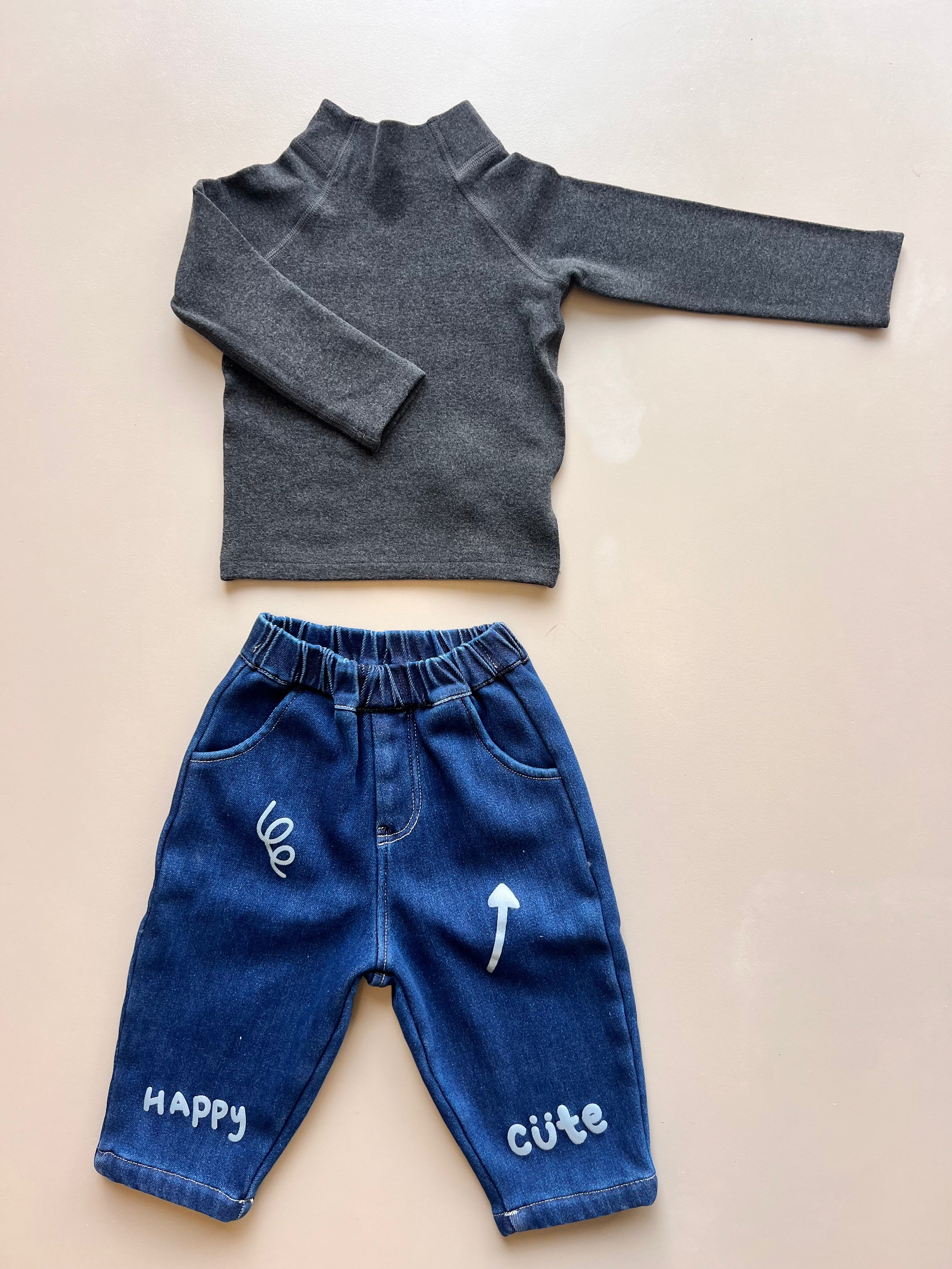 Dark Blue Denim Fur Inside