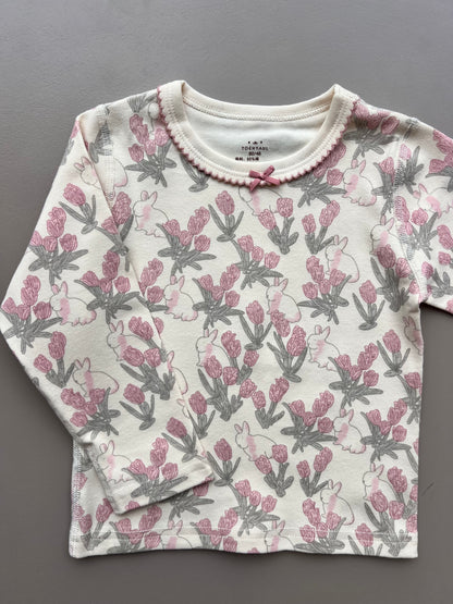 Beige And Pink Rabbit Pyjama 2 Pcs Set