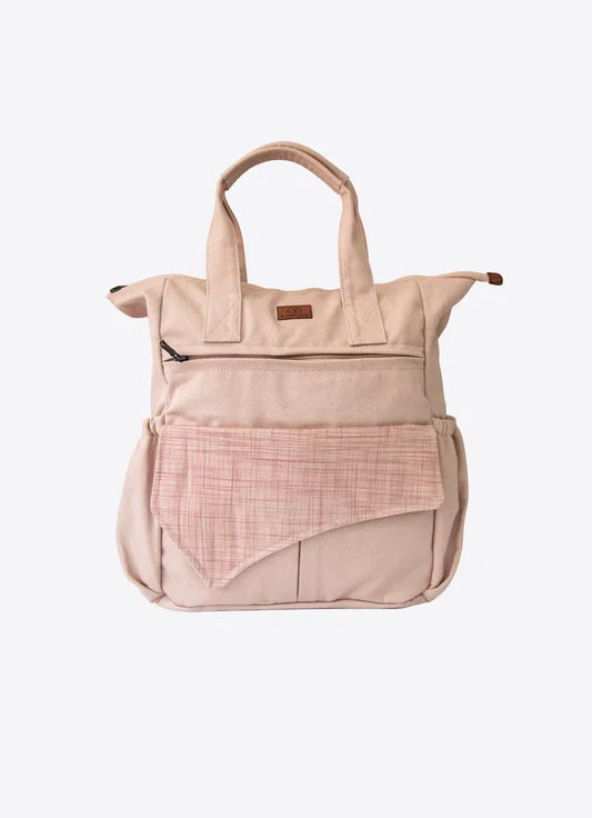 Pink Canvas Backpack Diapers Bag