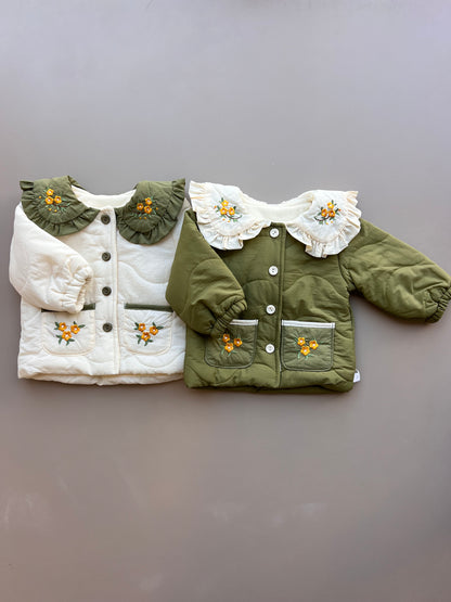 Thermal Waterproof Flower embroidered Winter Coat