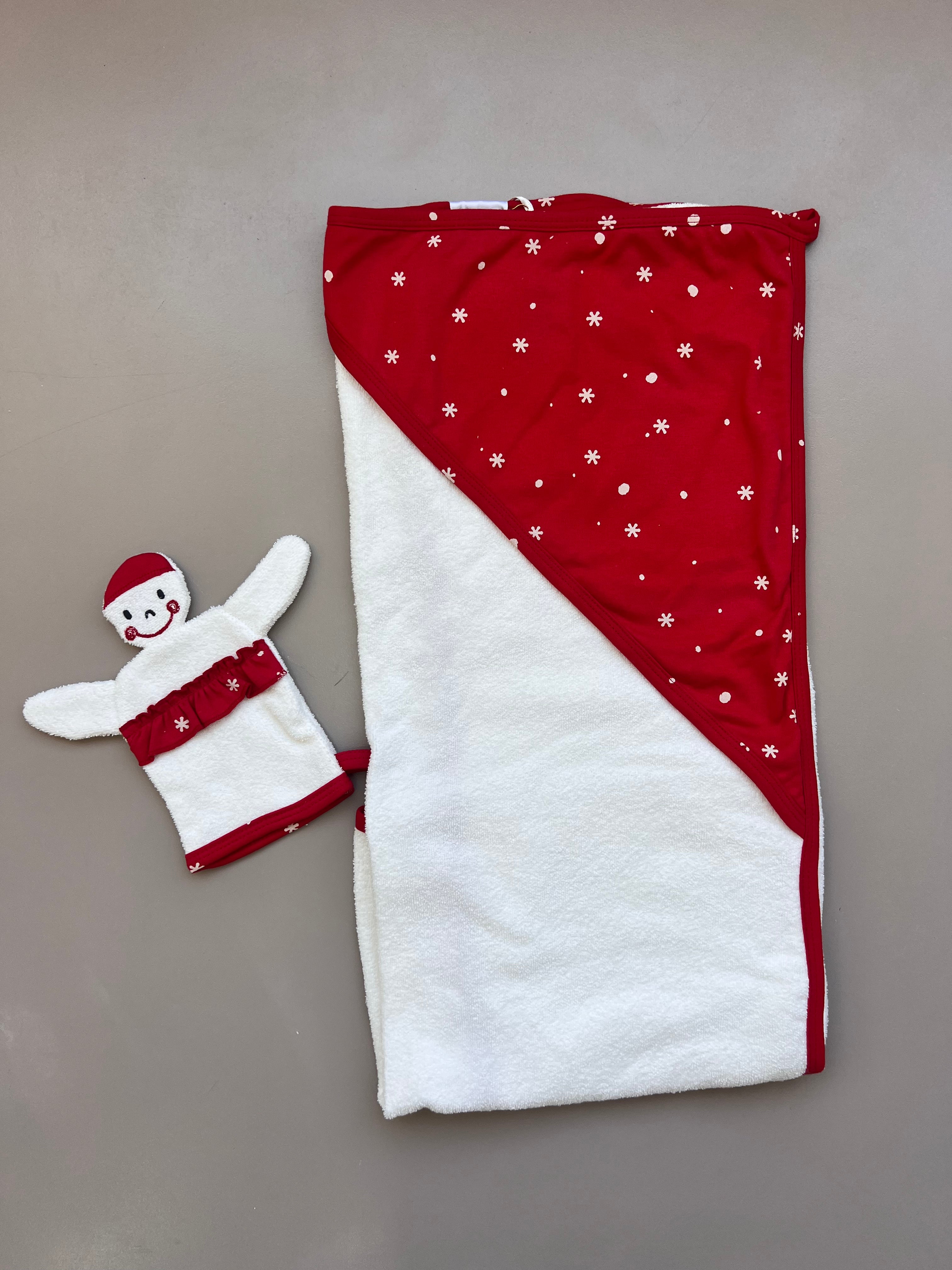 Red Cotton Bath Towel Set 2 pcs