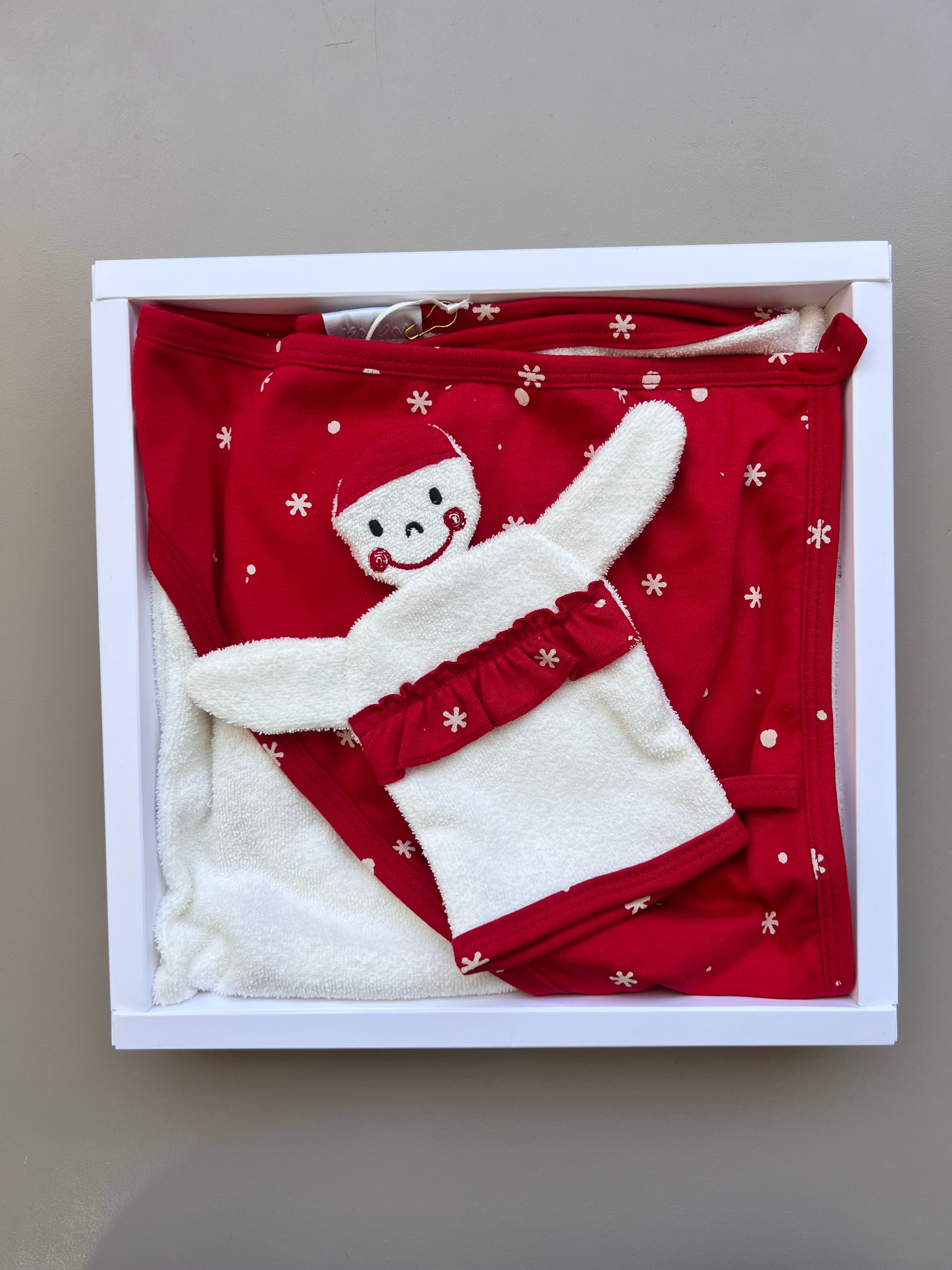 Red Cotton Bath Towel Set 2 pcs