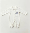 Nœud Blanc™ Organic Cotton Polo Car Footed Overall