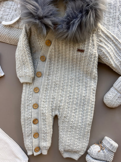 Light Grey Wool Button Hospital Set 7 Pcs