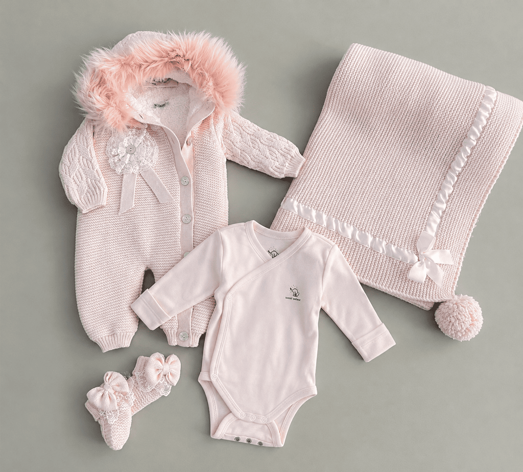EAC Organic cotton Pink Fleece & Fur Thick Hospital Set 4 Pcs