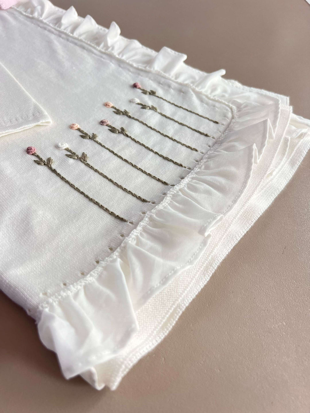 EAC Organic cotton Off-White Ruffles Flower Embroidered Hospital Set 5 Pcs