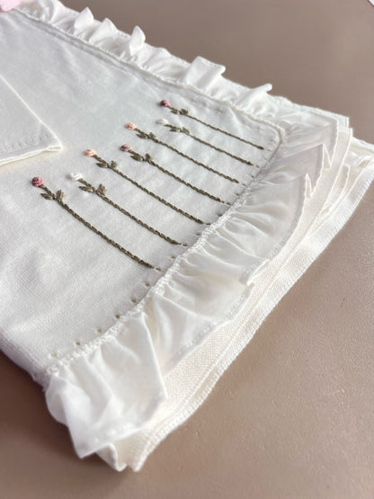EAC Organic cotton Off-White Ruffles Flower Embroidered Hospital Set 5 Pcs