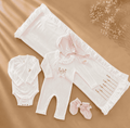 EAC Organic cotton Off-White Ruffles Flower Embroidered Hospital Set 5 Pcs