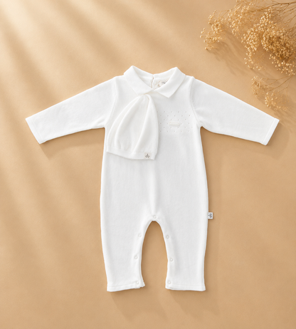 EAC Organic Cotton Off-White Knitted Overall With Hat