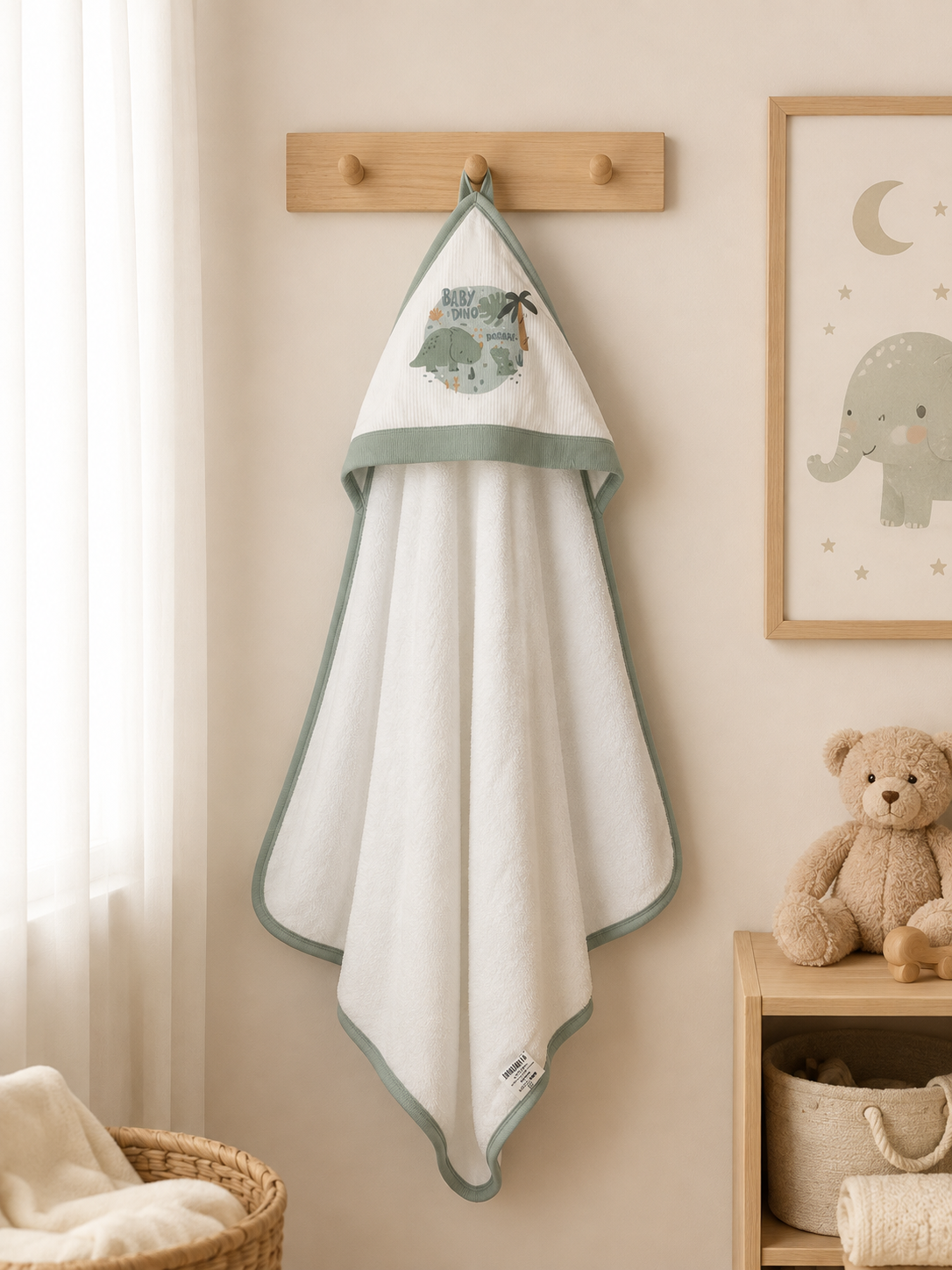 GOTS™ Certified Organic White & Green Bath Towel