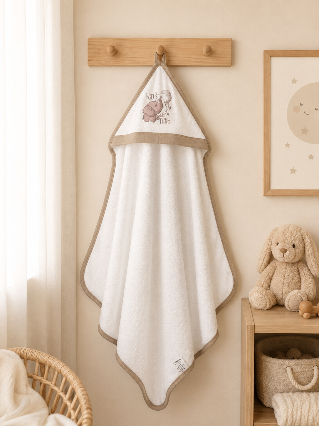 GOTS™ Certified Organic White & Beige Bath Towel