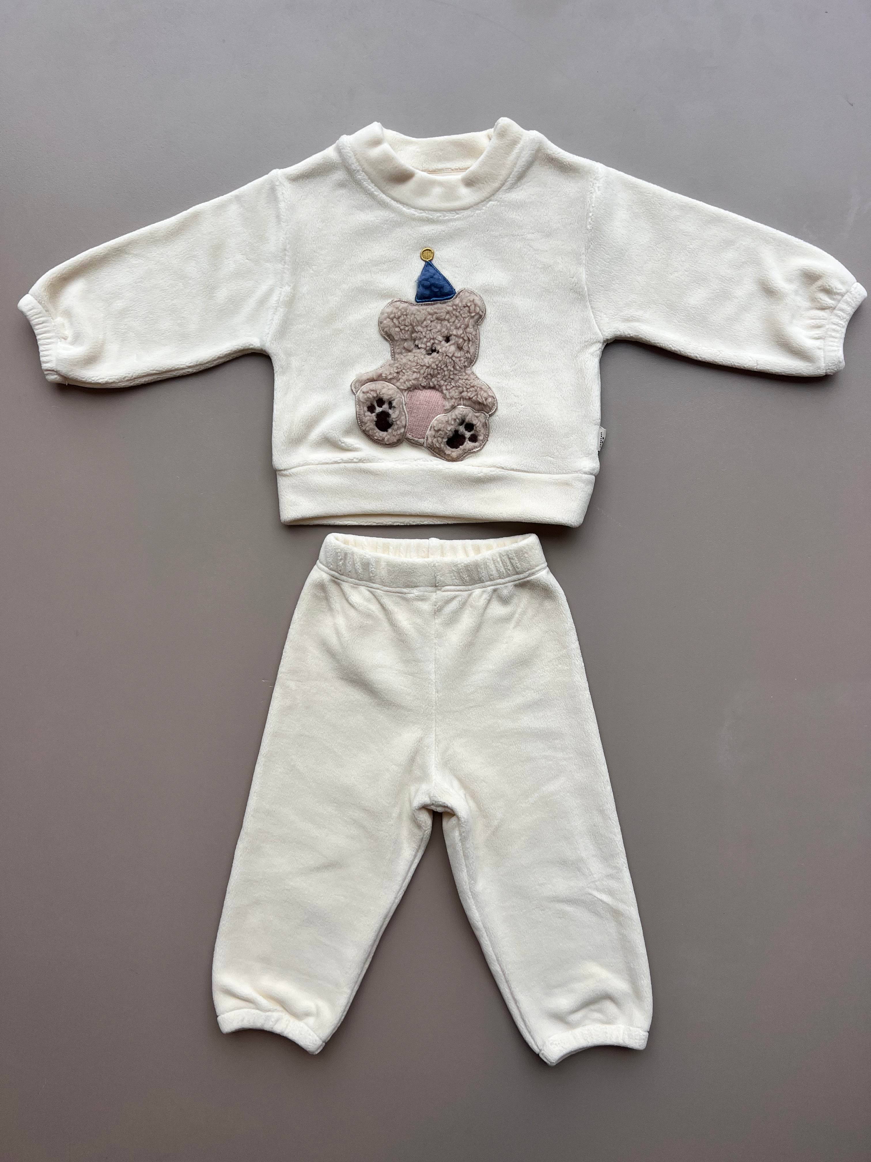 Creamy White Fleece Survetement 2 Pcs Set