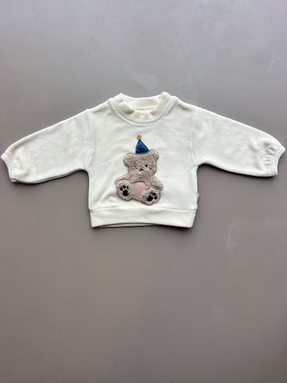 Creamy White Fleece Survetement 2 Pcs Set