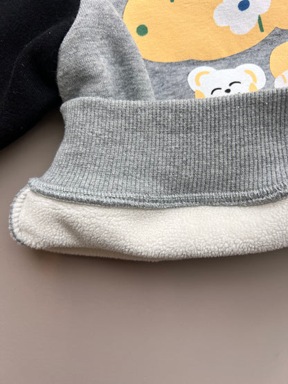 Gray And Black Graphic-Print Sweatshirt