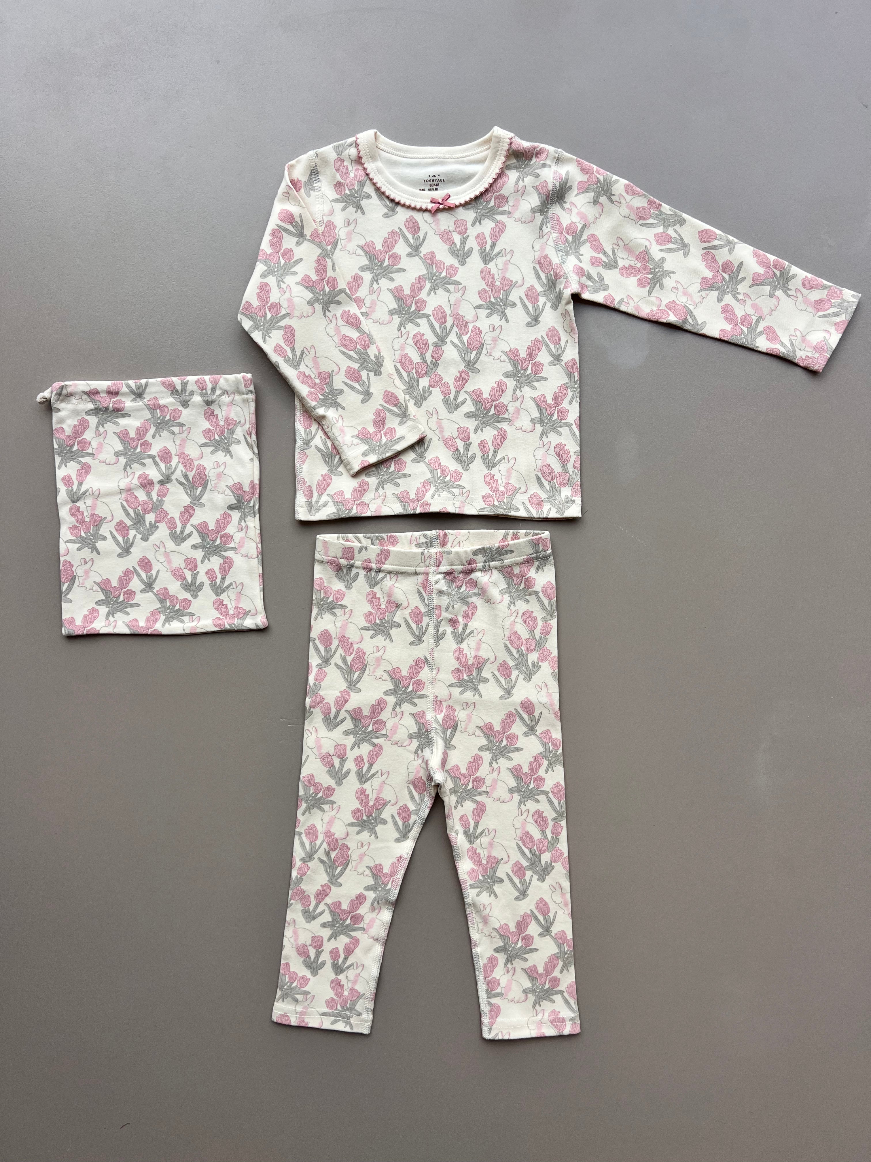 Beige And Pink Rabbit Pyjama 2 Pcs Set