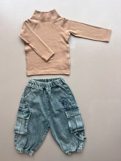 Bluish Denim Cargo Jeans