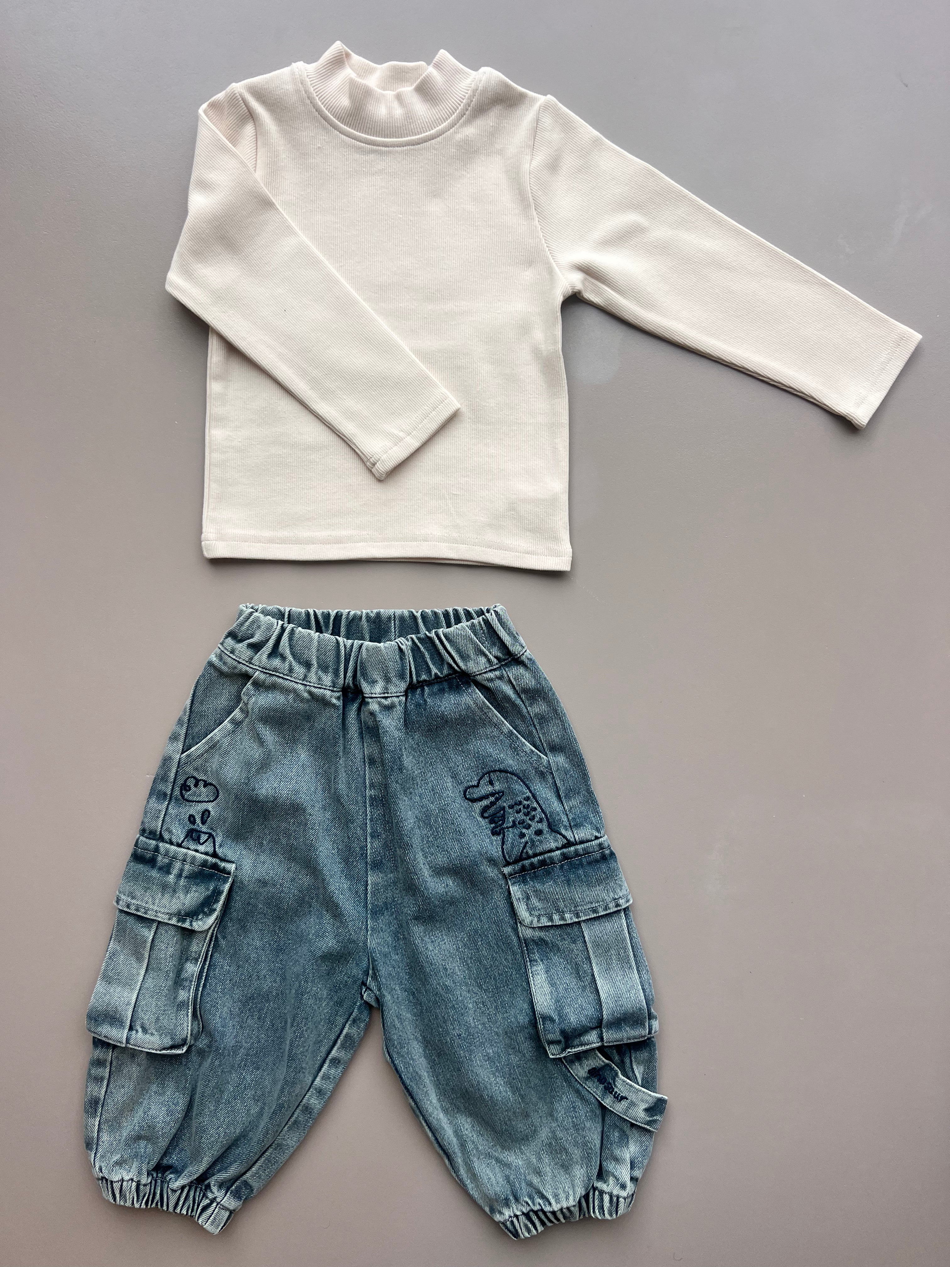 Bluish Denim Cargo Jeans