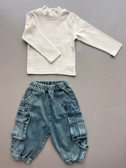 Bluish Denim Cargo Jeans