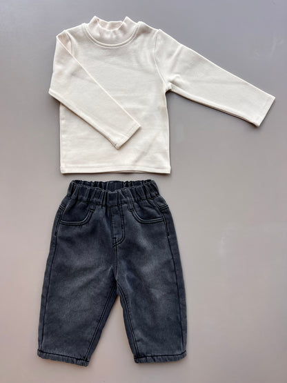 Gray Denim Jeans Fur Inside