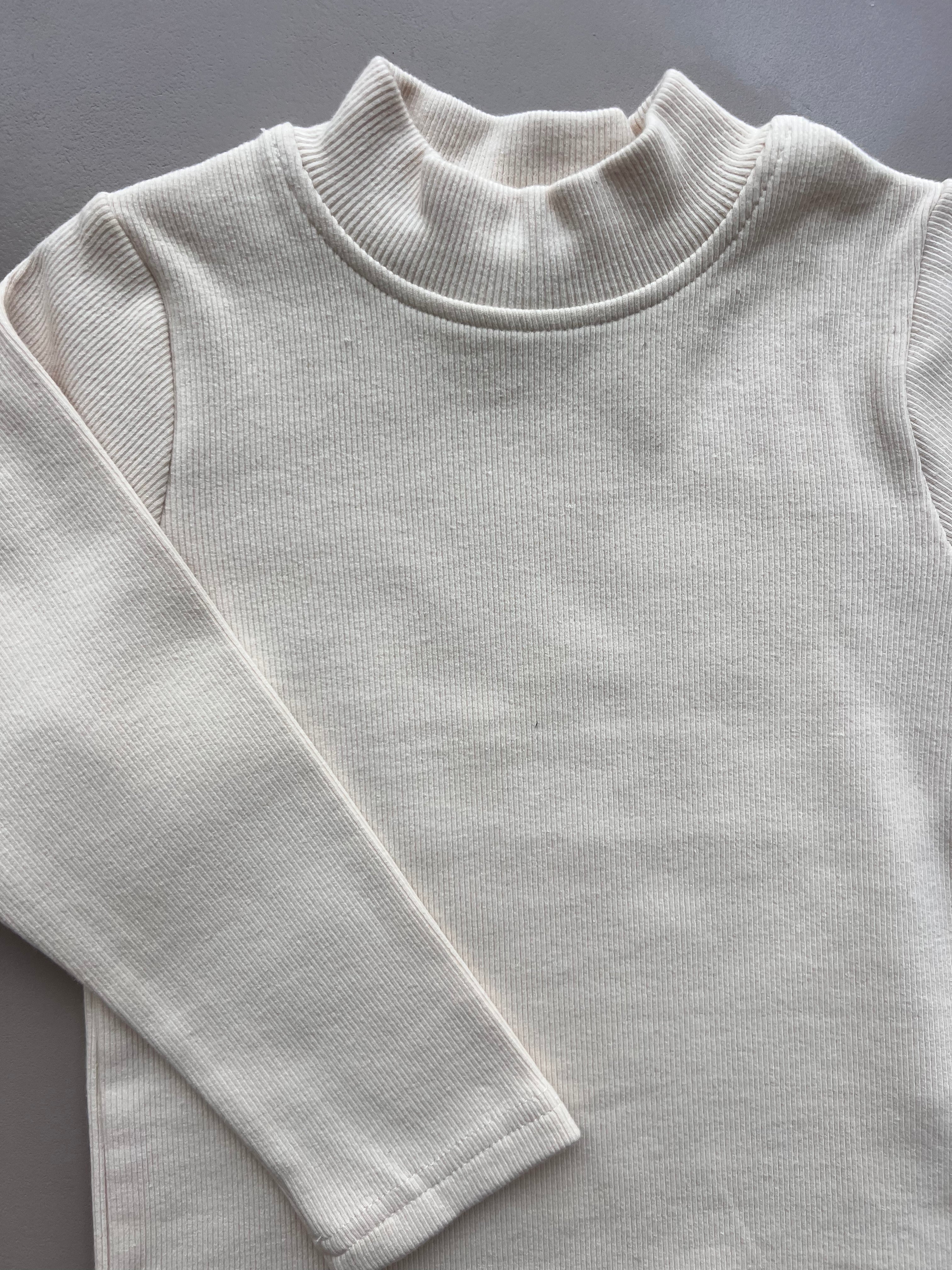 Beige Turtle Neck Cotton Sweater