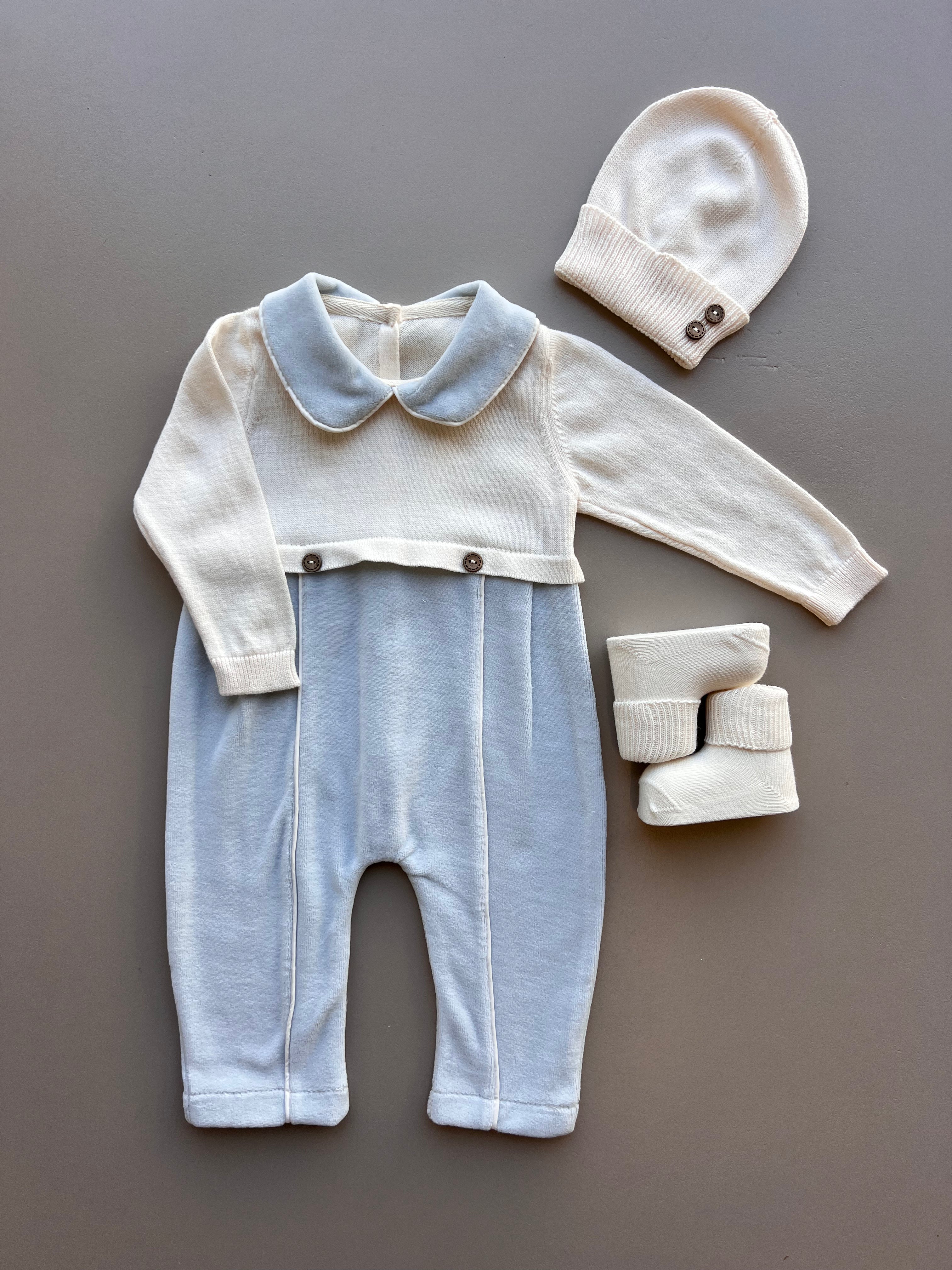 Blue Velvet Overall Hospital Set 3 Pcs