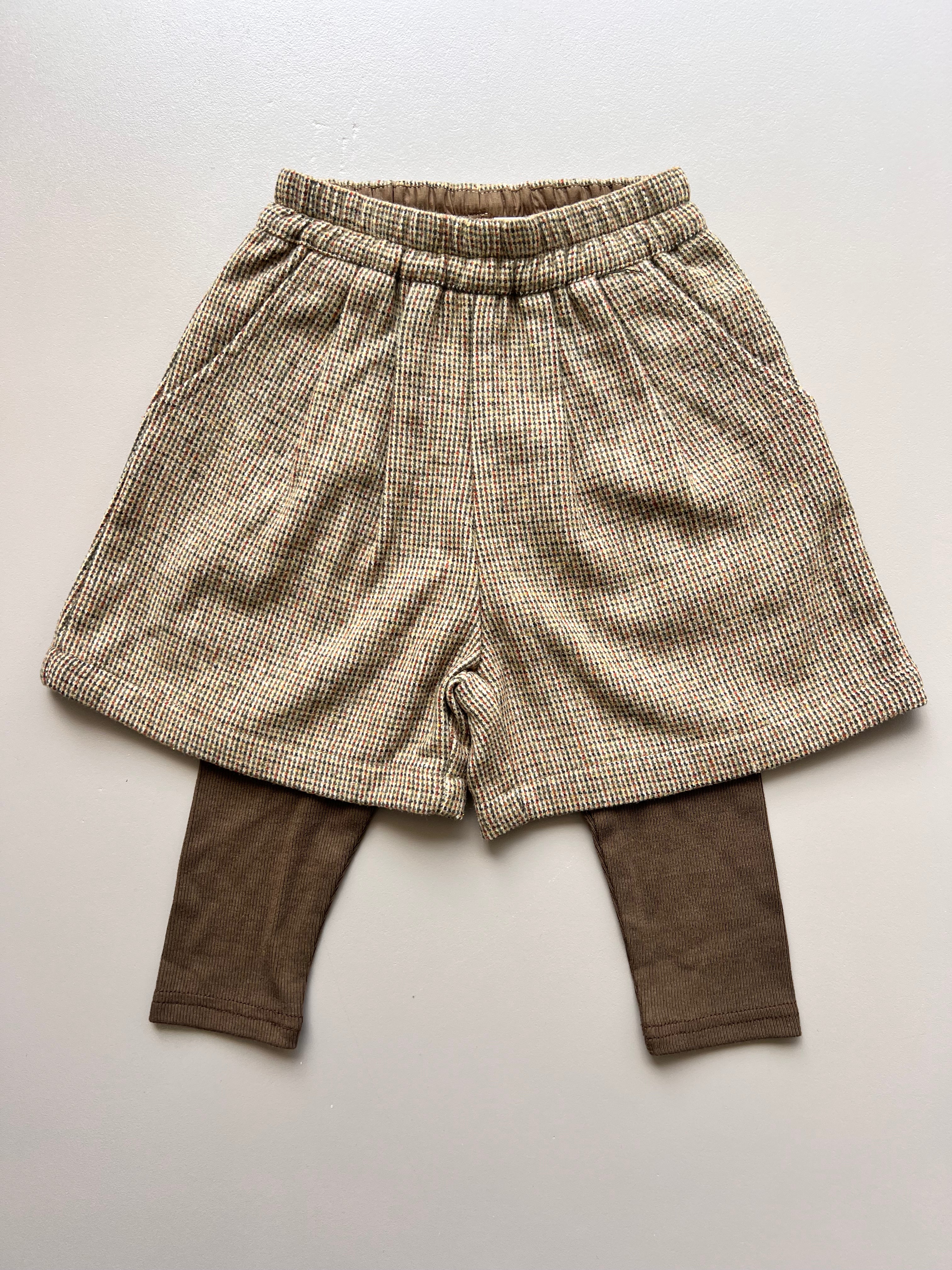 Green & Brown Skirt with Leggings