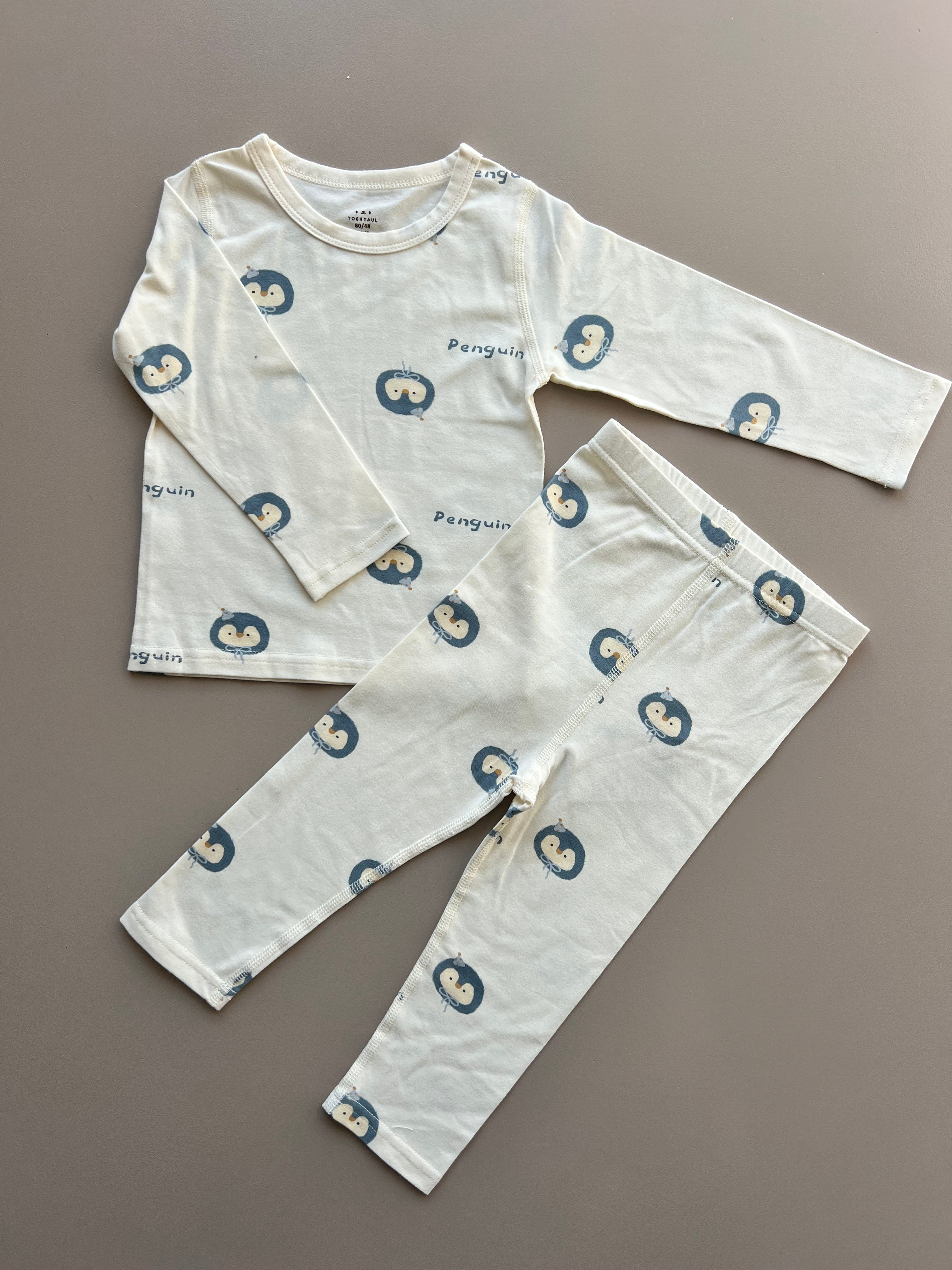 Beige Penguin Pyjama 2 Pcs Set