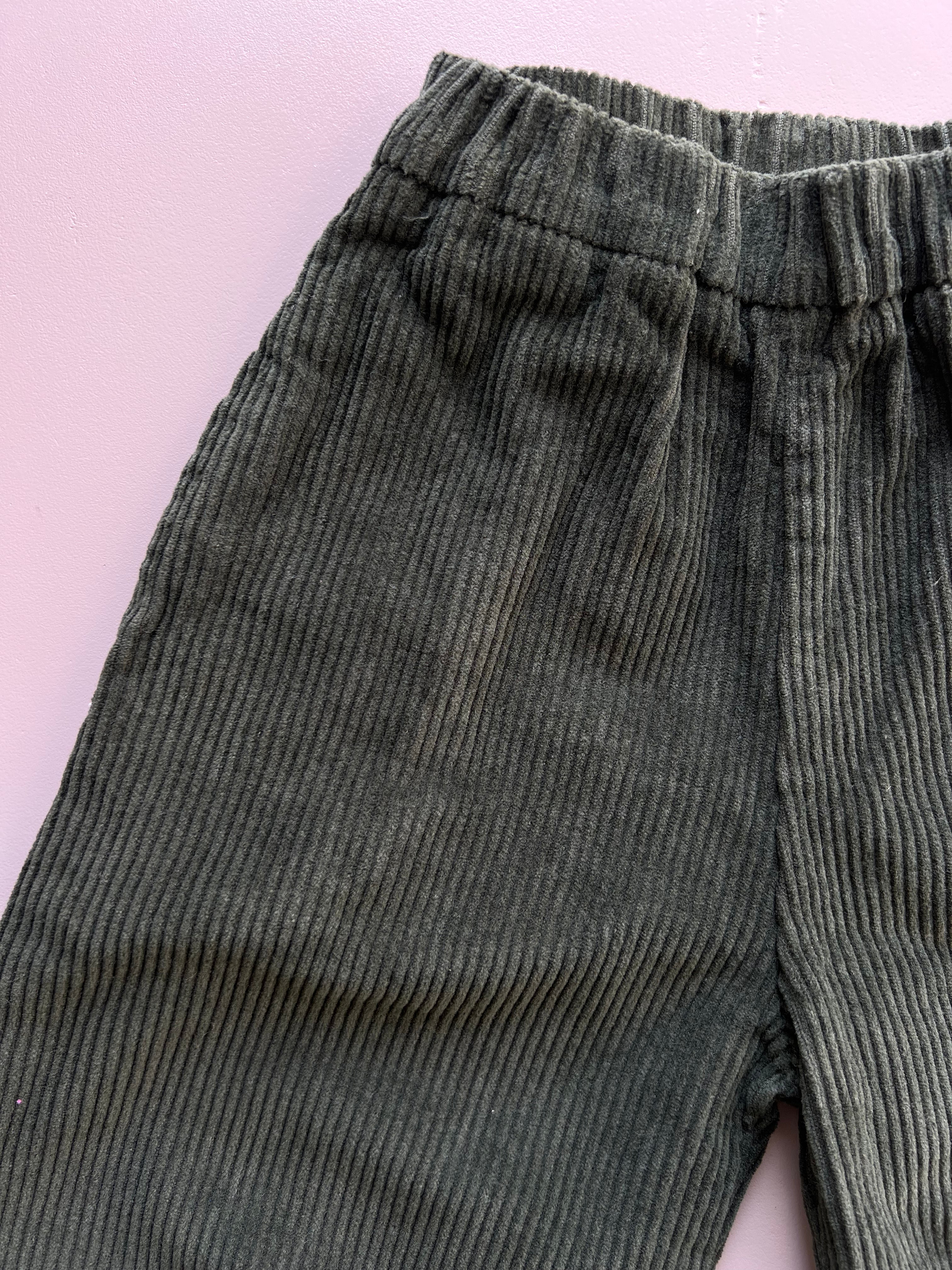 Green Ankle Fit Oversize Velvet Pants