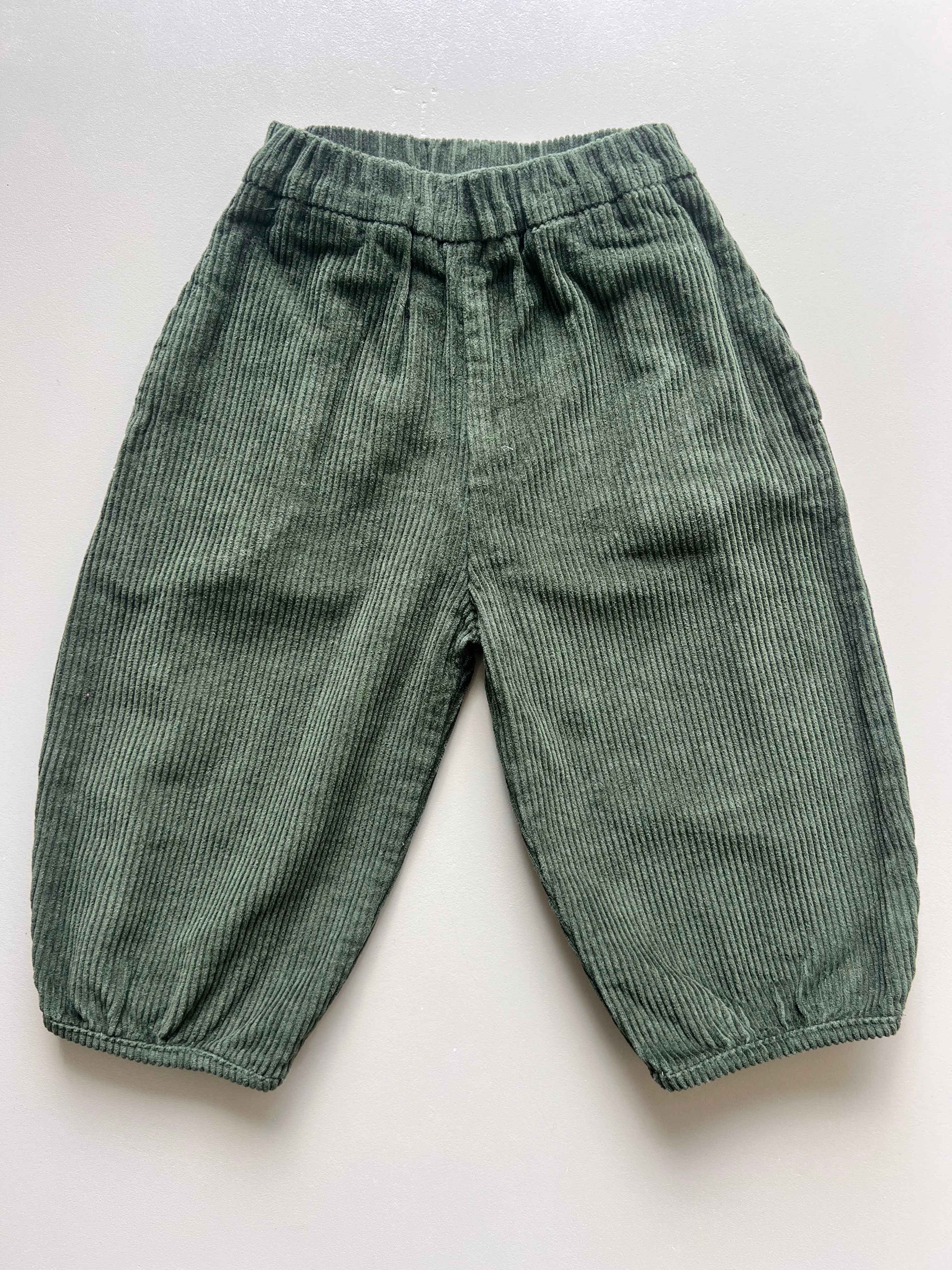 Green Ankle Fit Oversize Velvet Pants