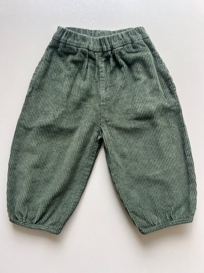 Green Ankle Fit Oversize Velvet Pants