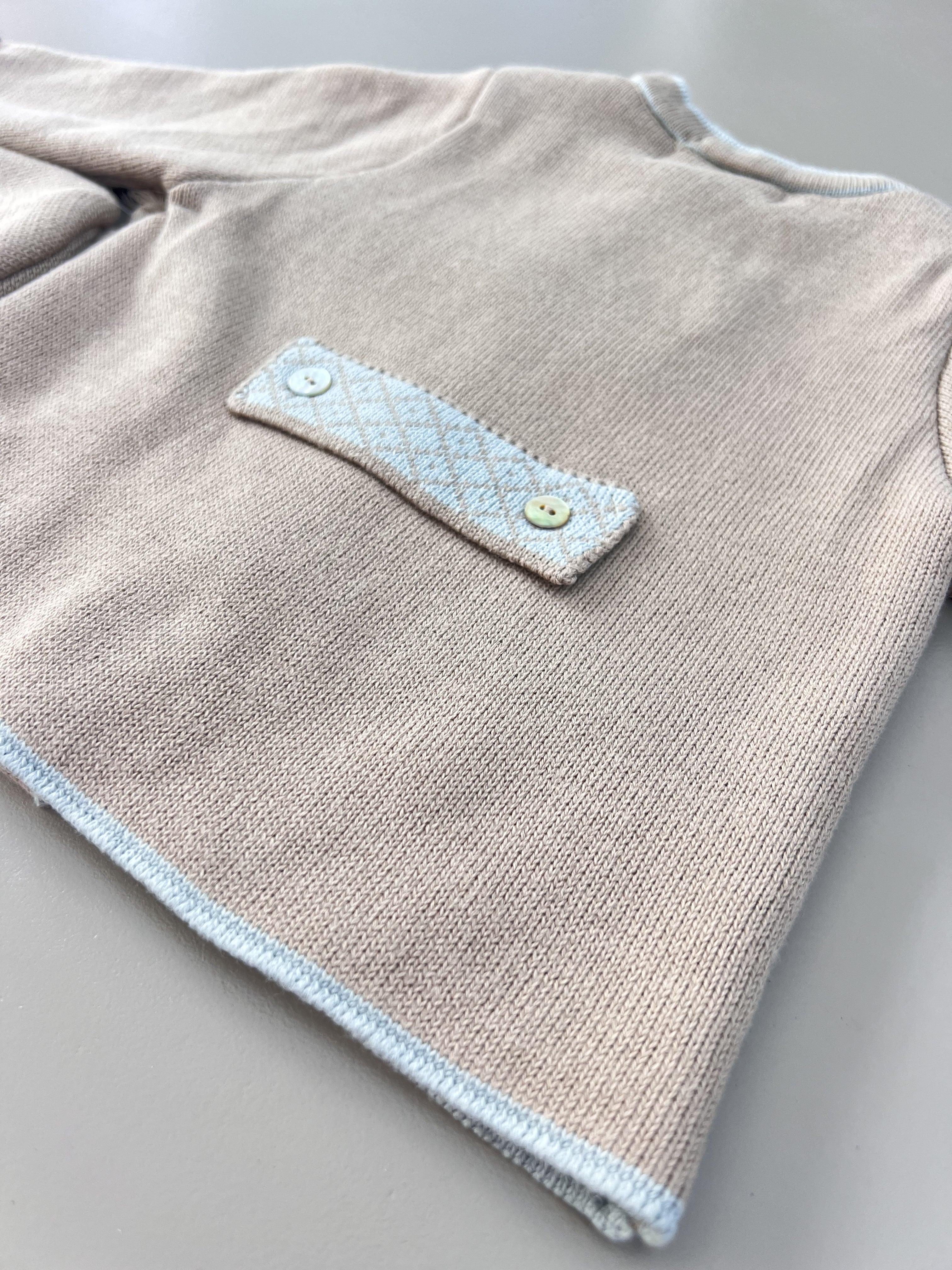 100% Cotton Knitted Beige Thick Jacket With Hat