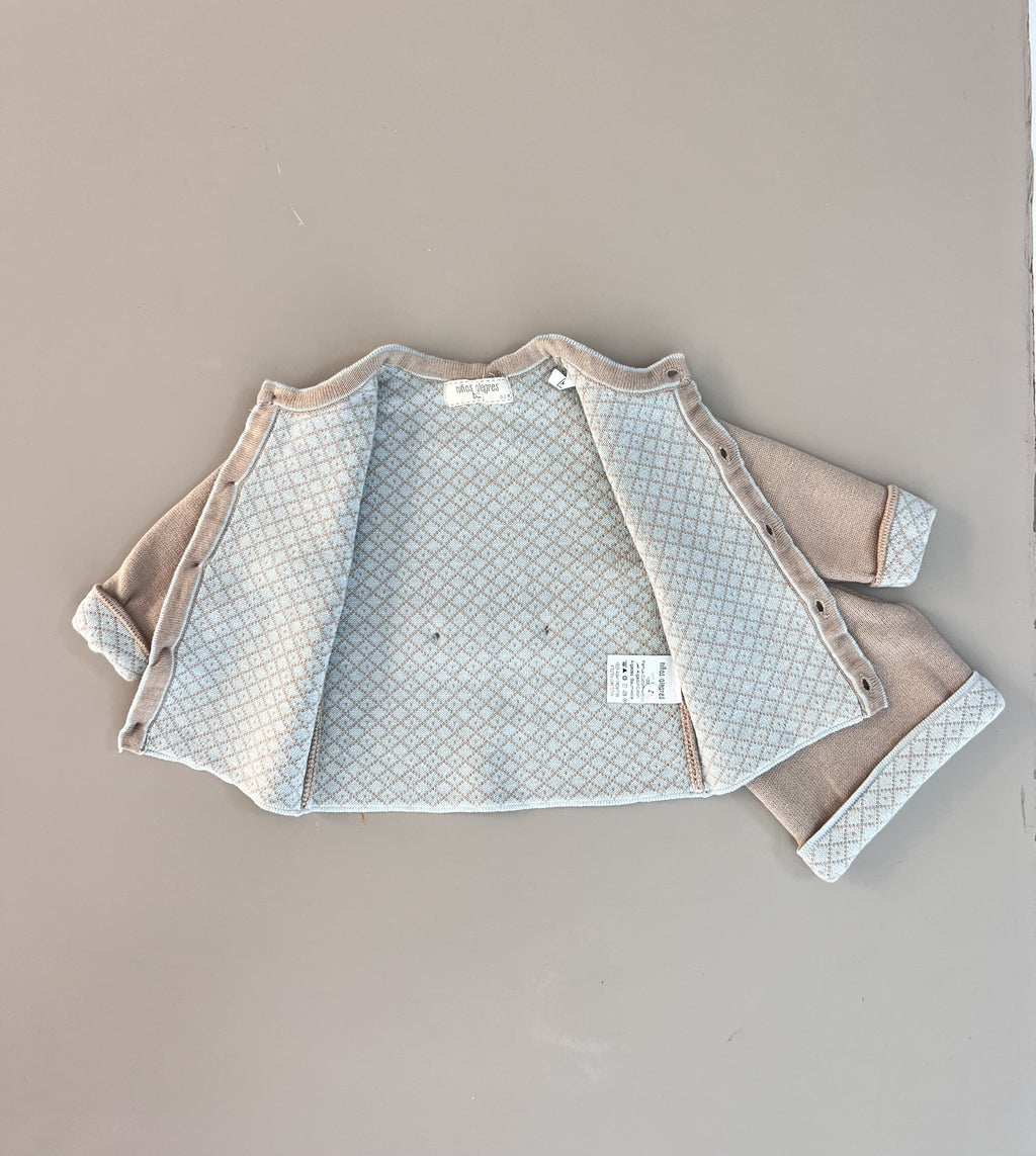 100% Cotton Knitted Beige Thick Jacket With Hat