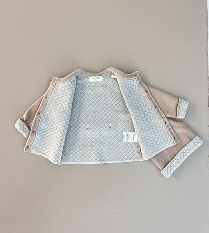 100% Cotton Knitted Beige Thick Jacket With Hat